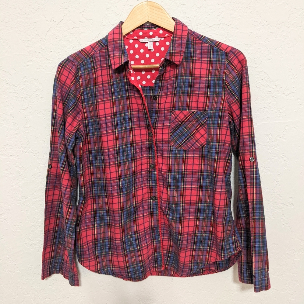 Fall Plaid Fitted Womens Top XS